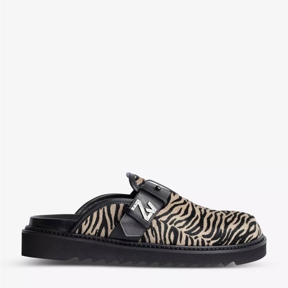 ZADIG & VOLTAIRE Leather Zebra Print Mules